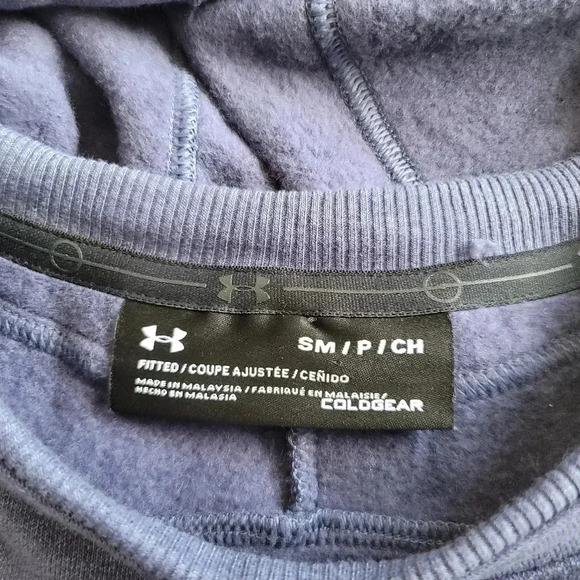 Under Armour Fitted Cold Gear Hoodie Sweatshirt Mens Long Sleeve Blue - Picture 8 of 11